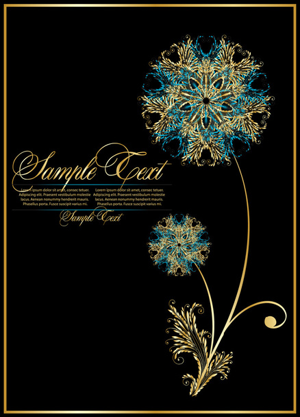 abstraktní modro zlatá květina - Vektor, obrázek