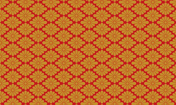 Gouden en rode Japanse patroon Kikubishi - Vector, afbeelding