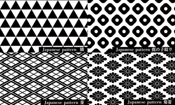 Ιαπωνικό μοτίβο, μαύρο και άσπρο - Διάνυσμα, εικόνα