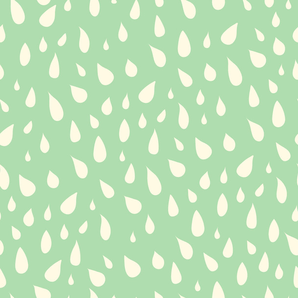 Seamless vector cute pattern with drops on green background - Vector, afbeelding