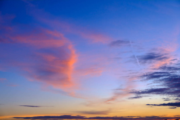 Sunset sky landscape blue horizon abstract nature beautiful Cloudscape outdoor - Photo, Image
