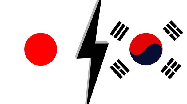Japão e Coreia do Sul conceito de guerra comercial. - Vetor, Imagem