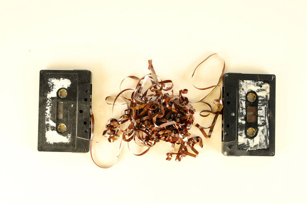 Foto van een selectie van oude audio cassettes - Foto, afbeelding