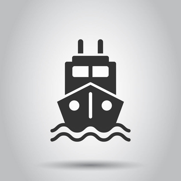 Icono de barco turístico en estilo plano. Ilustración de vectores de barcos de pesca sobre fondo blanco aislado. Concepto de negocio de destino petrolero
. - Vector, Imagen