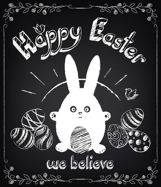 Feliz Pascua. Letras de mano de diseño vintage
 - Vector, Imagen