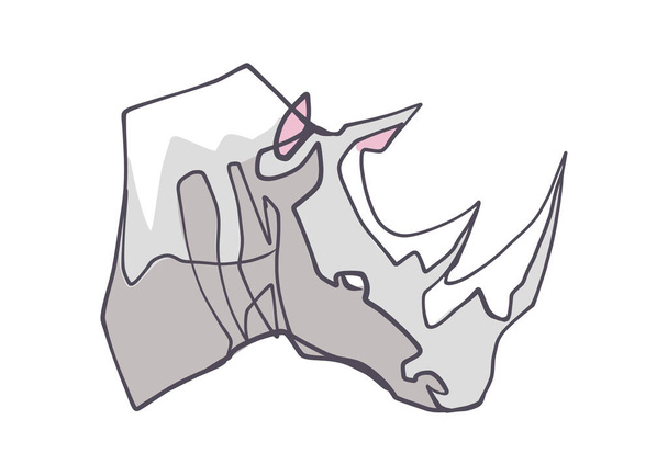 Hand drawn vector illustration or drawing of a rhino head - Vettoriali, immagini