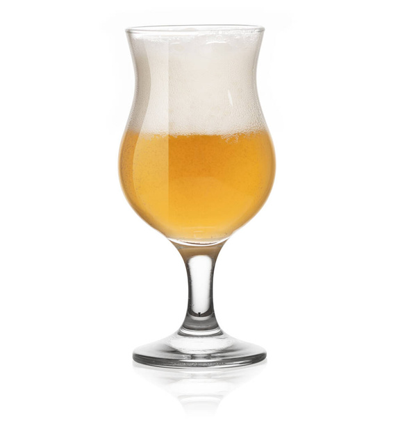 glass of a light wheat beer isolated on white background with clipping path - 写真・画像