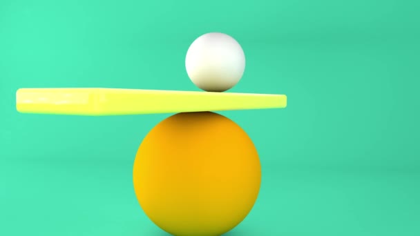 Εξισορρόπηση μπάλες σε πράσινο φόντο. 4K βίντεο animation. 3D εικονογράφηση - Πλάνα, βίντεο