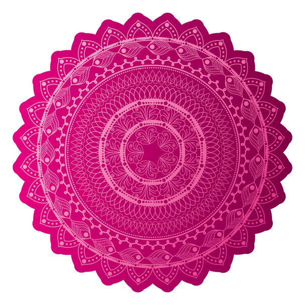 Mandala der Farbe dunkelrosa mit weißem Hintergrund - Vektor, Bild