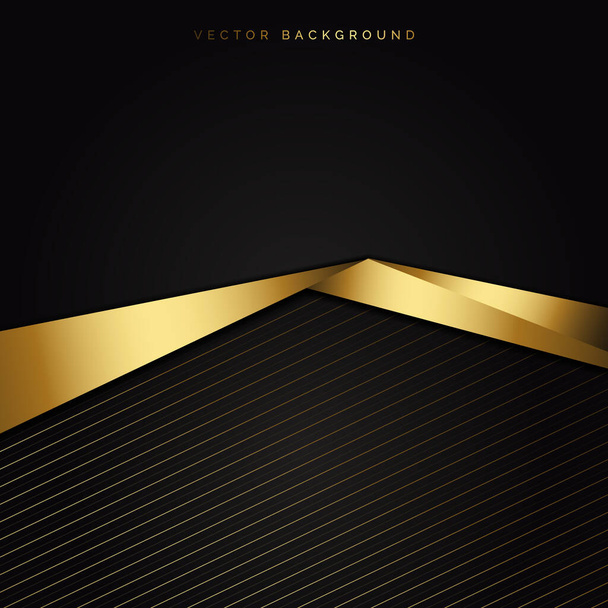 Abstract black triangle background with striped lines golden with copy space for text. Luxury style. Vector illustration - Vector, Image