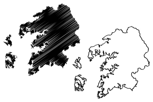 Сомерсет Каунти, штат Мэриленд (США, округ Колумбия, США, США, США) map vector illustration, scribble sketch Somerset map - Вектор,изображение