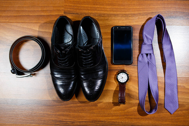 men's wedding accessories on the wedding day - Photo, Image