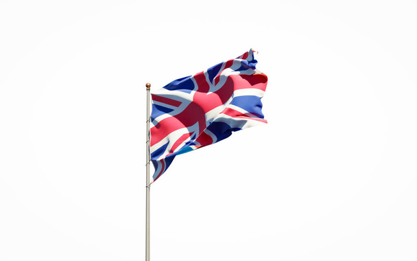 Beautiful national state flag of UK on white background. Isolated close-up UK flag 3D artwork. - Fotoğraf, Görsel