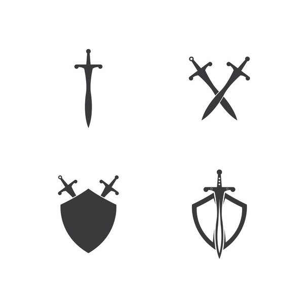 Шаблон логотипа Shield Sword Guardian - Вектор,изображение