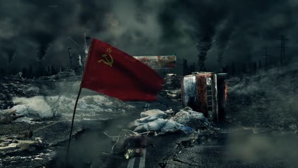 Постапокалиптическая сцена - советский флаг
 - Кадры, видео