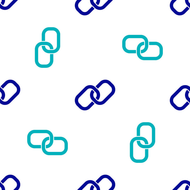 Blue Chain link icoon geïsoleerd naadloos patroon op witte achtergrond. Link alleenstaand. Hyperlink kettingsymbool. Vector. - Vector, afbeelding