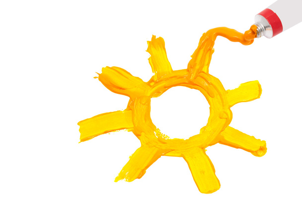 zon geschilderd met olieverf - Foto, afbeelding