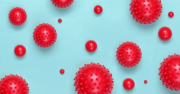 Middle East respiratory syndrome coronavirus. Virus strain models on a blue background. World coronavirus pandemic. - Photo, image