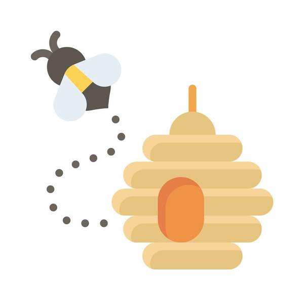 Mehiläispesä-ikoni lentää ulos, Kiitospäivään liittyvä vektorikuvaus - Vektori, kuva