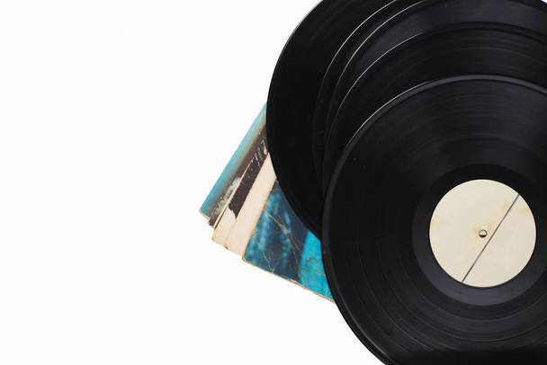 Vinyl lemez albumok elszigetelt fehér alapon. Fénymásolási hely - Fotó, kép