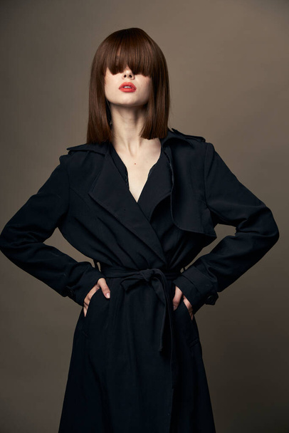 Beautiful woman European appearance suit outerwear Isolated  - Zdjęcie, obraz