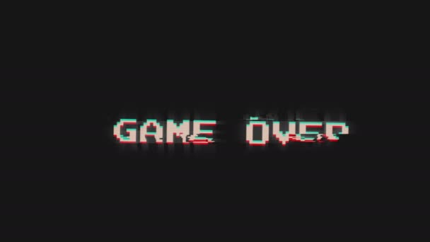 Retro juego terminado, mensaje con efecto de fallo.4k video - Imágenes, Vídeo