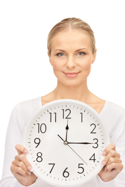 Woman holding big clock - Foto, afbeelding