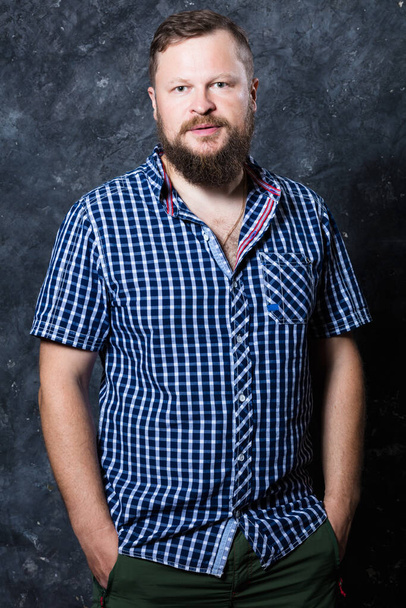 Solid bearded man at casual clothes - Fotoğraf, Görsel