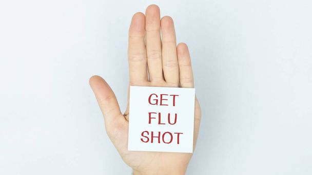 Get Flu Shot card isolated on white background - Foto, Imagen