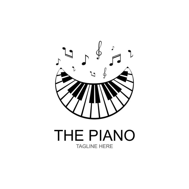 Piyano Logosu Tasarım Şablonu. Vektör İllüstrasyonu - Vektör, Görsel