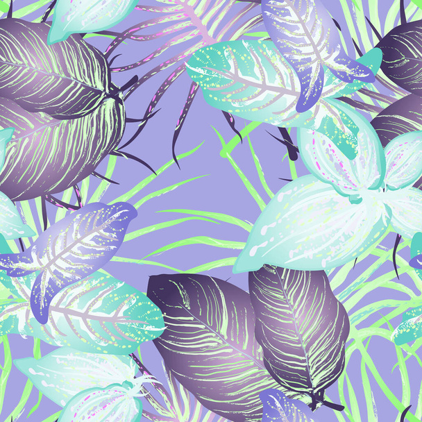 Tropical Leaf Modern Motif. Jungle Print. Foliage Summer - Vektör, Görsel