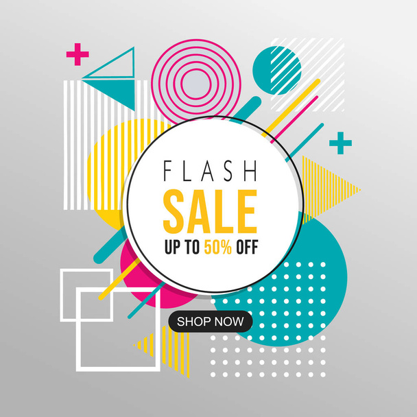 Flash Sale Abstract geometric pattern colorful design and background. Use for modern design, cover, template, decorated, brochure, flyer. - Vector, Imagen
