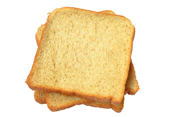 три ломтика свежего хлеба на белом фоне
 - Фото, изображение