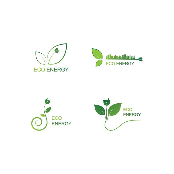 Eco energía logotipo plantilla vector icono - Vector, imagen
