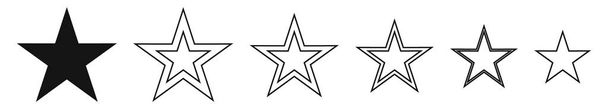 Yıldız vektör simgeleri. Beyaz arkaplanda bir dizi yıldız sembolü. Vektör çizimi. Çeşitli beş noktalı siyah yıldızlar - Vektör, Görsel