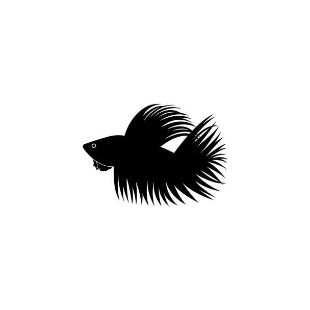 Silueta de pez Betta sobre fondo blanco - Vector, imagen