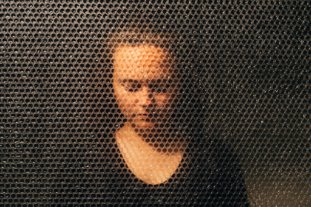 depressed woman textured art portrait darkness - Fotó, kép