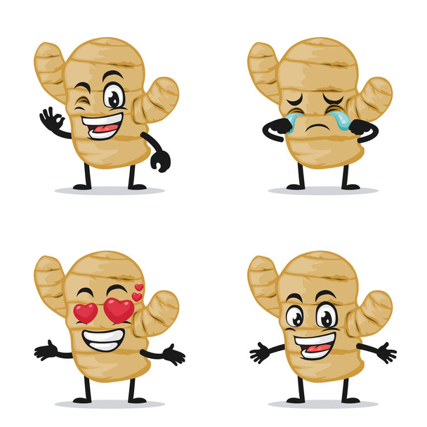 illustrazione vettoriale della mascotte zenzero o della collezione di personaggi con tema di espressione - Vettoriali, immagini