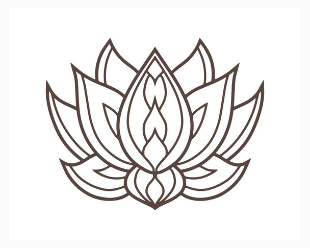 Lotus flower doodle icon isolated on white. Flower coloring page book. Sketch vector stock illustration. EPS 10 - Vector, Image