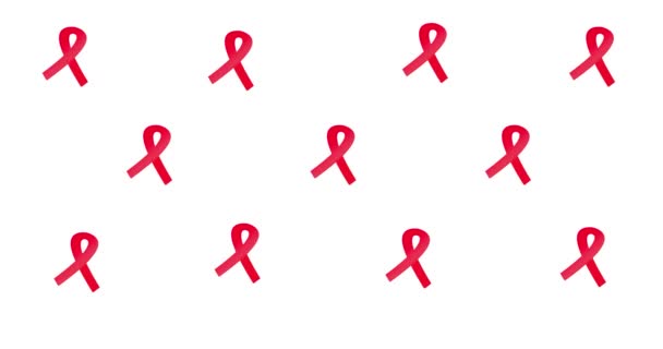Stop AIDS, helpt bewustmakingslint. Rood lint HIV. Informatie animatie over een medisch thema. Red Ribbon Bewustzijn. Wereld AIDS Weeskinderen Dag. Wereld Aids Dag. - Video