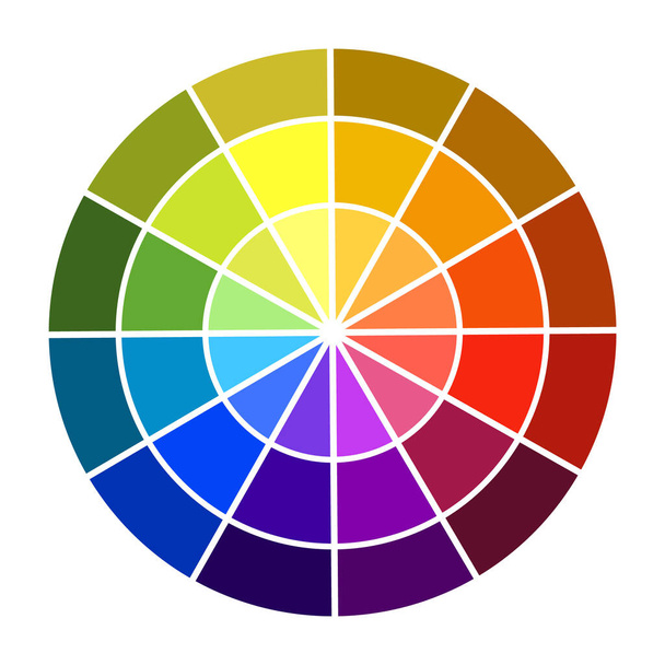 Ilustración del vector de rueda de color. Sombra y color claro. Muestras de colores base. - Vector, imagen