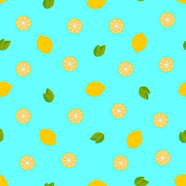 Tropical fruits, lemon, seamless pattern. Vector background for summer holidays. - Vector, Image