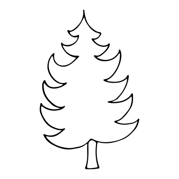 Ručně kreslený vánoční stromek izolovaný na bílém - Vektor, obrázek