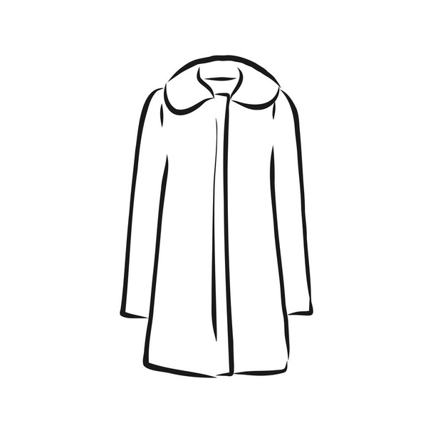 女性のコート、ファッションフラットスケッチ。技術図面 - ベクター画像