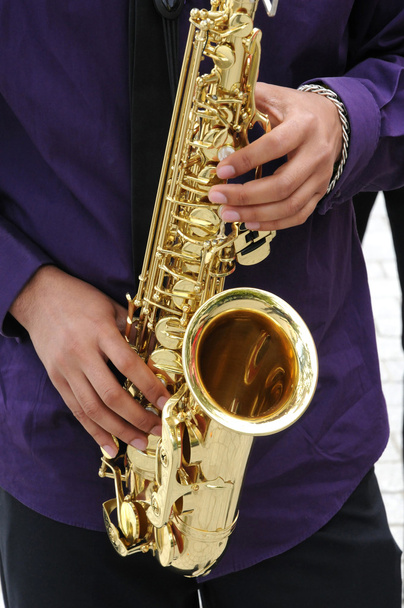 France, a saxophonist in Les Mureaux - Photo, Image