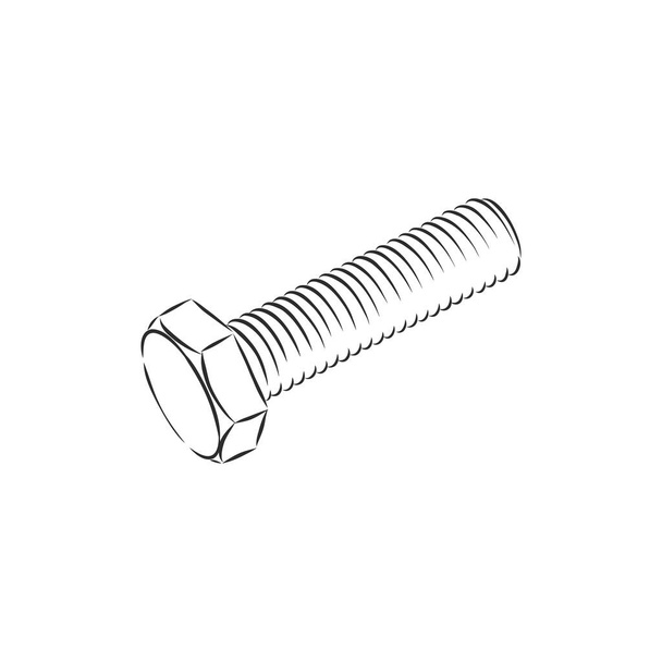 Bolt icon. Vector illustration of a screw. Hand drawn bolt, screw tool. - Vector, Image