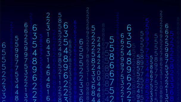Blue matrix background. Stream of binary code. Falling numbers on dark backdrop. Digital computer code. Coding and hacking. Abstract vector illustration. - Vector, Image