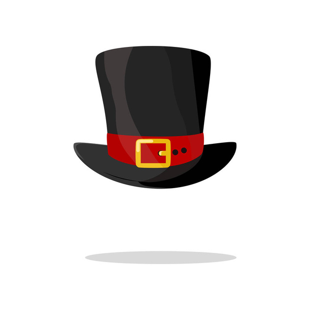 Black vintage styl gentleman klobouk s červenými pruhy izolované na bílém pozadí vektoru - Vektor, obrázek