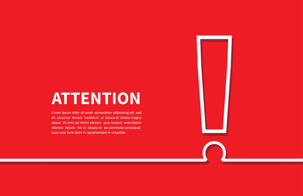 Attention sign icon on red background. Exclamation mark. Vector illustration - Vector, Image