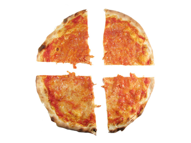 白のピザ マルゲリータ - 写真・画像